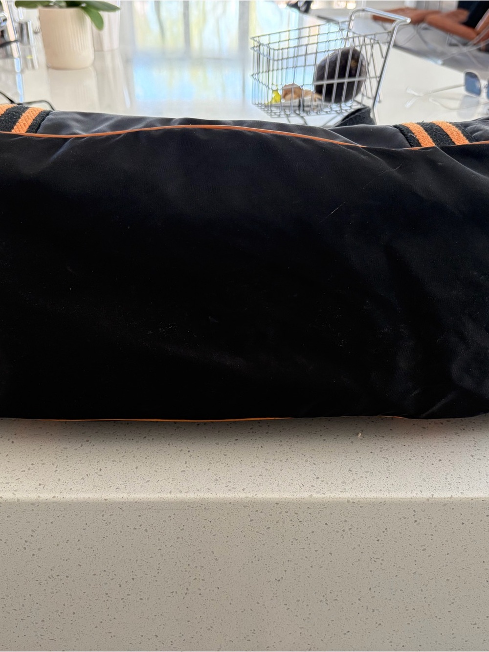 Gucci Black Canvas Duffel with Orange Trim and Striped Handles - Picture 12 of 12
